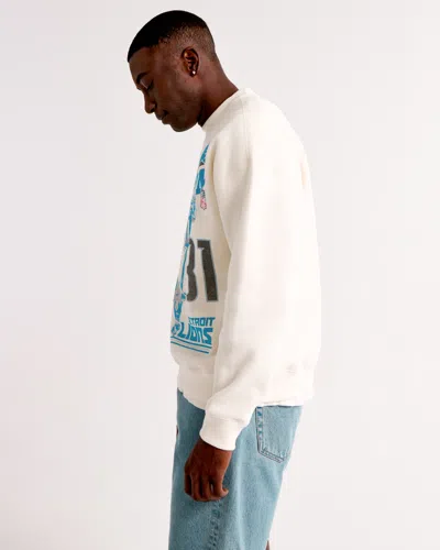 Abercrombie & Fitch Calvin Johnson Graphic Crew Sweatshirt In White