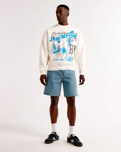 Abercrombie & Fitch Calvin Johnson Graphic Crew Sweatshirt In White