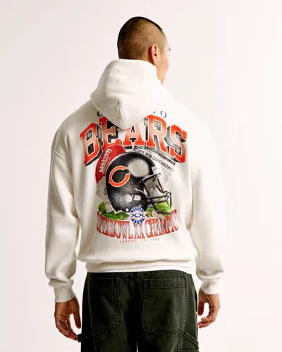 Abercrombie & Fitch Chicago Bears Graphic Popover Hoodie In White