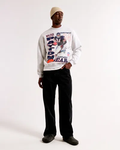 Abercrombie & Fitch Walter Payton Graphic Crew Sweatshirt In White