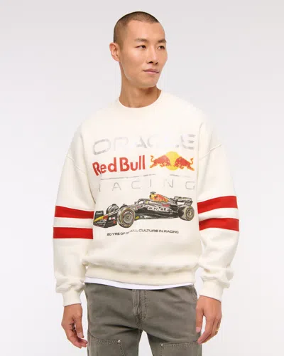 Abercrombie & Fitch Oracle Red Bull Racing Graphic Crew Sweatshirt In White