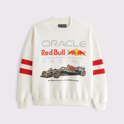 Abercrombie & Fitch Oracle Red Bull Racing Graphic Crew Sweatshirt In White