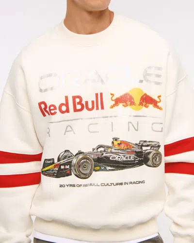 Abercrombie & Fitch Oracle Red Bull Racing Graphic Crew Sweatshirt In White