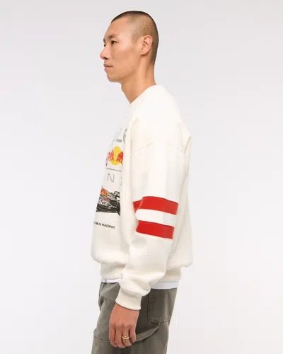 Abercrombie & Fitch Oracle Red Bull Racing Graphic Crew Sweatshirt In White