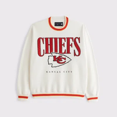 Abercrombie & Fitch Kansas City Chiefs Graphic Crew Sweatshirt In White