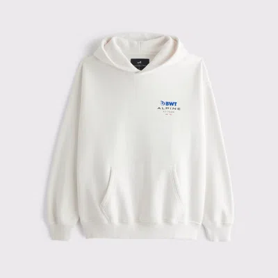 Abercrombie & Fitch Alpine Racing Graphic Popover Hoodie In White