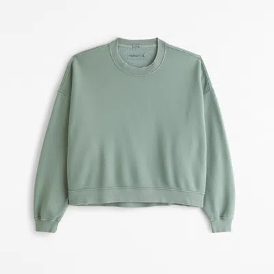 Abercrombie & Fitch Cropped Essential Crew Sweatshirt In Green