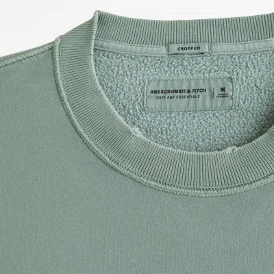 Abercrombie & Fitch Cropped Essential Crew Sweatshirt In Green