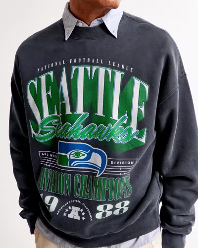 Abercrombie & Fitch Seattle Seahawks Graphic Crew Sweatshirt
