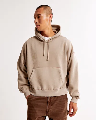 Abercrombie & Fitch Essential Cropped Popover Hoodie In Brown