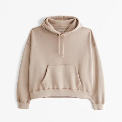 Abercrombie & Fitch Essential Cropped Popover Hoodie In Brown