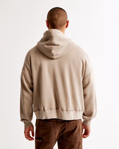 Abercrombie & Fitch Essential Cropped Popover Hoodie In Brown
