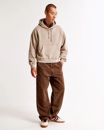 Abercrombie & Fitch Essential Cropped Popover Hoodie In Brown