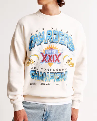 Abercrombie & Fitch Vintage 1994 Chargers Graphic Crew Sweatshirt In White