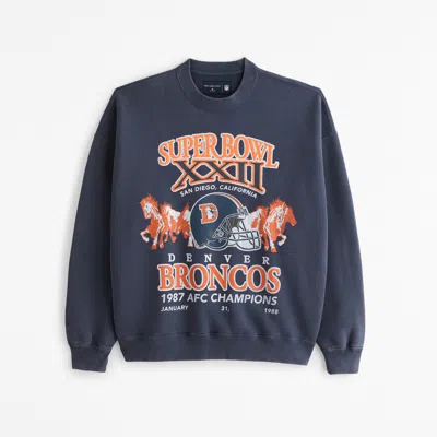 Abercrombie & Fitch Denver Broncos Graphic Crew Sweatshirt In White