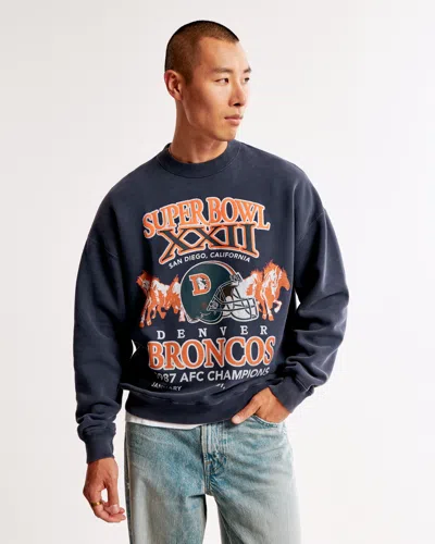 Abercrombie & Fitch Denver Broncos Graphic Crew Sweatshirt In White