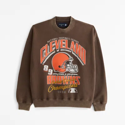 Abercrombie & Fitch Cleveland Browns Graphic Crew Sweatshirt In Brown