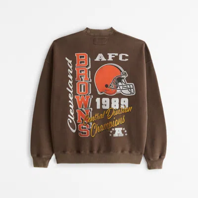 Abercrombie & Fitch Cleveland Browns Graphic Crew Sweatshirt In Brown