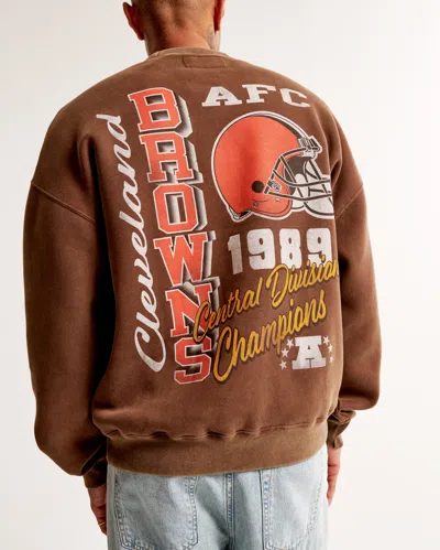 Abercrombie & Fitch Cleveland Browns Graphic Crew Sweatshirt In Brown