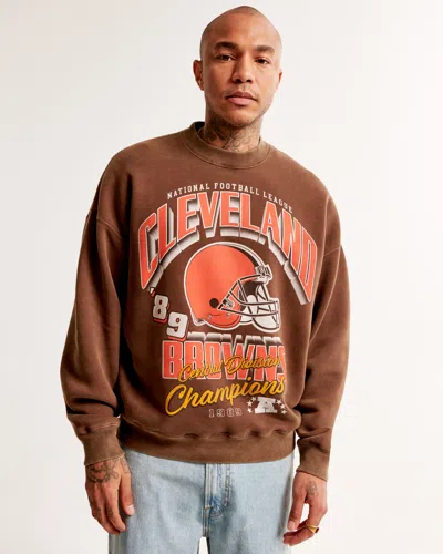 Abercrombie & Fitch Cleveland Browns Graphic Crew Sweatshirt In Brown