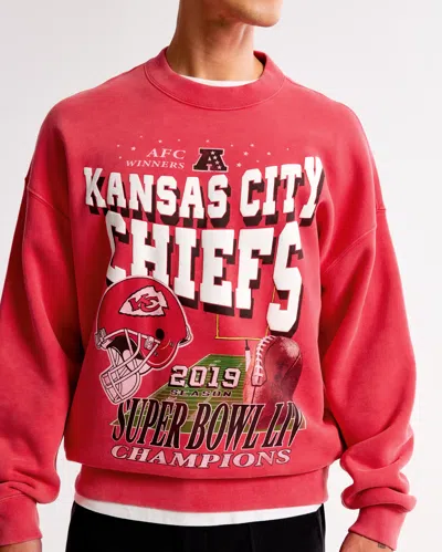 Abercrombie & Fitch Kansas City Chiefs Graphic Crew Sweatshirt In Red