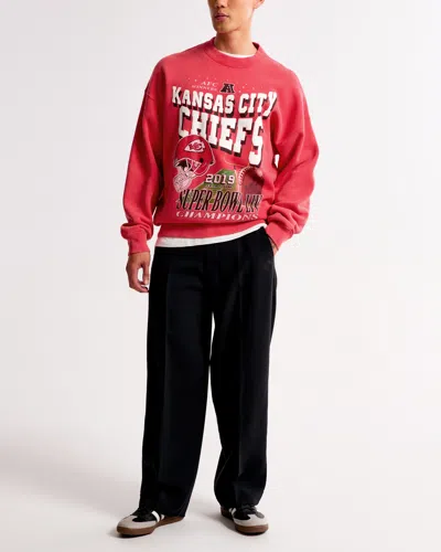 Abercrombie & Fitch Kansas City Chiefs Graphic Crew Sweatshirt In Red