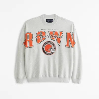 Abercrombie & Fitch Cleveland Browns Graphic Crew Sweatshirt In Gray
