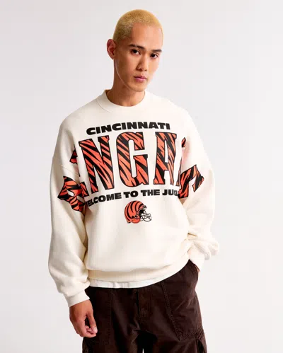 Abercrombie & Fitch Cincinnati Bengals Graphic Crew Sweatshirt In White