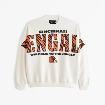 Abercrombie & Fitch Cincinnati Bengals Graphic Crew Sweatshirt In White
