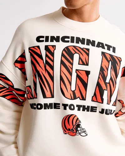 Abercrombie & Fitch Cincinnati Bengals Graphic Crew Sweatshirt In White