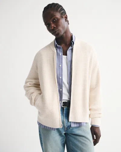 Abercrombie & Fitch Zip Cardigan In White