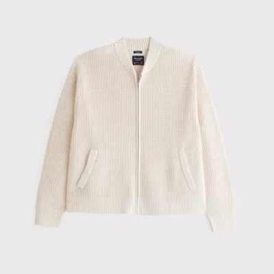 Abercrombie & Fitch Zip Cardigan In White