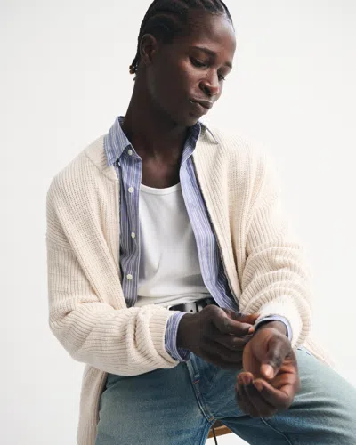 Abercrombie & Fitch Zip Cardigan In White