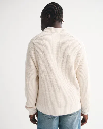 Abercrombie & Fitch Zip Cardigan In White