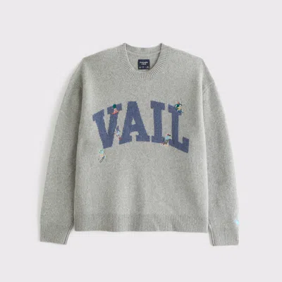Abercrombie & Fitch Oversized Vail Graphic Crew Sweater In Gray