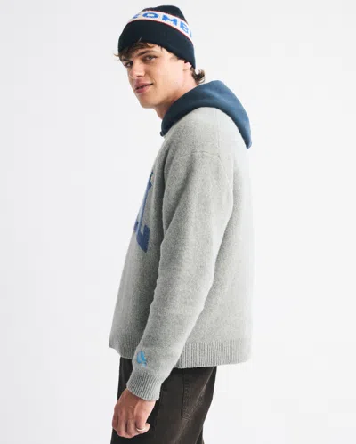 Abercrombie & Fitch Oversized Vail Graphic Crew Sweater In Gray