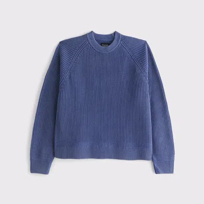 Abercrombie & Fitch Oversized Waffle Crew Sweater In Blue