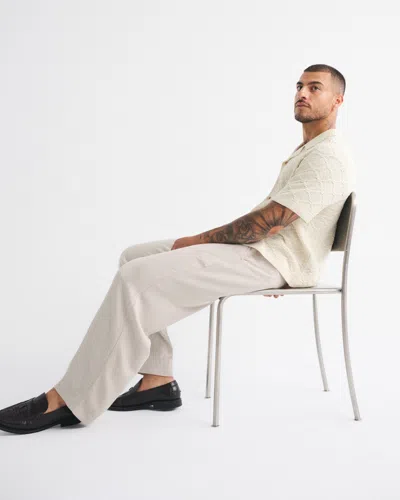 Abercrombie & Fitch Crochet-style Button-through Sweater Polo In White