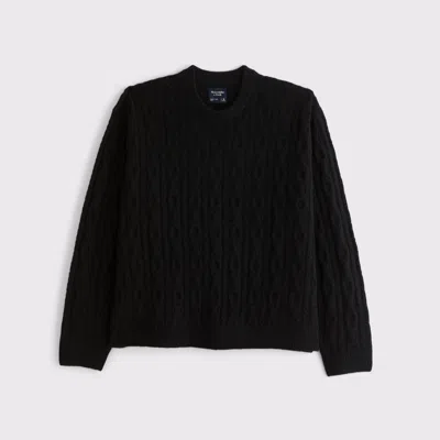 Abercrombie & Fitch Cable Crew Sweater In Black