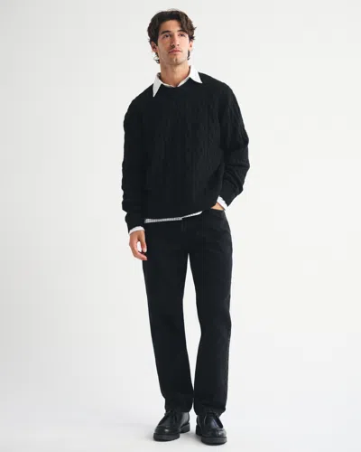 Abercrombie & Fitch Cable Crew Sweater In Black