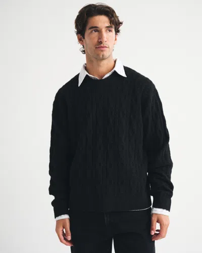 Abercrombie & Fitch Cable Crew Sweater In Black