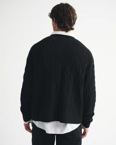 Abercrombie & Fitch Cable Crew Sweater In Black