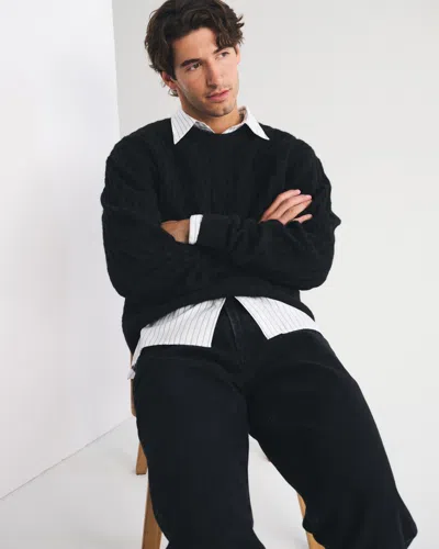 Abercrombie & Fitch Cable Crew Sweater In Black