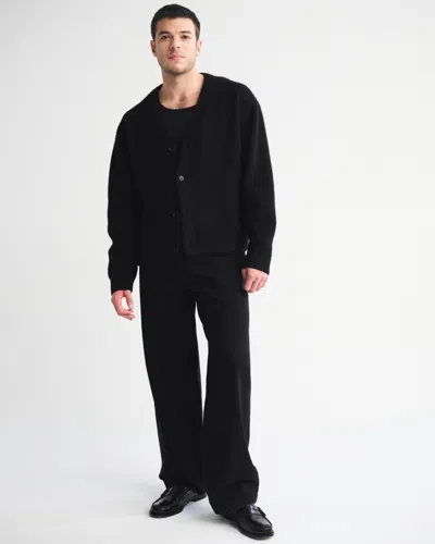 Abercrombie & Fitch Fuzzy Cardigan In Black