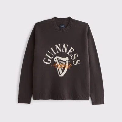 Abercrombie & Fitch Oversized Guinness Graphic Crew Sweater In Black