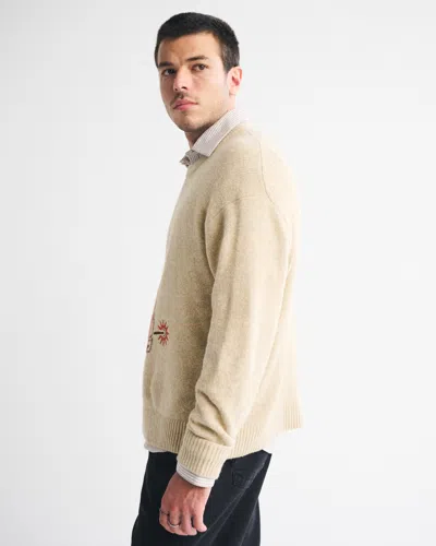 Abercrombie & Fitch Oversized Western Graphic Crew Sweater In Brown