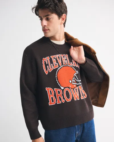 Abercrombie & Fitch Cleveland Browns Crew Sweater In Brown