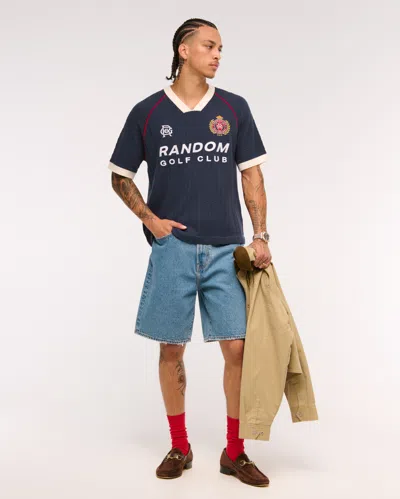 Abercrombie & Fitch Random Golf Club Soccer Jersey-inspired Sweater In Blue