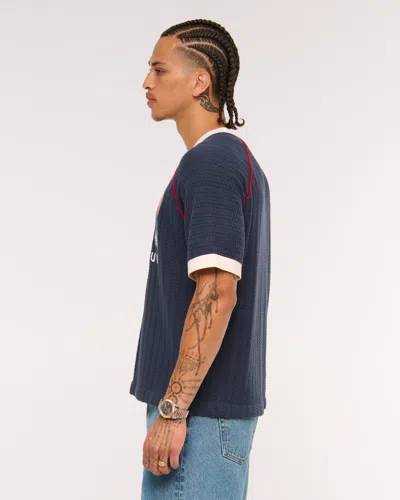 Abercrombie & Fitch Random Golf Club Soccer Jersey-inspired Sweater In Blue