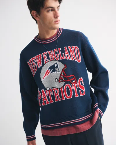 Abercrombie & Fitch New England Patriots Crew Sweater In Blue